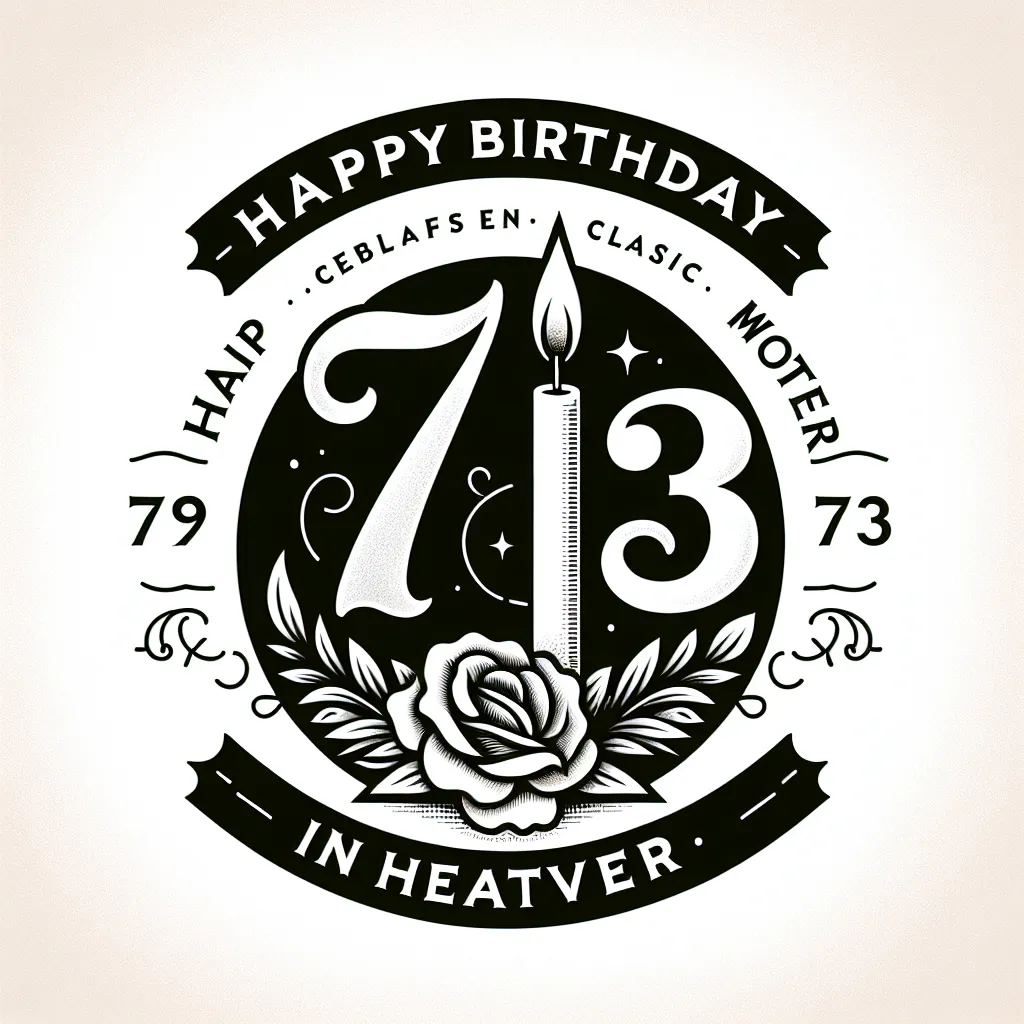 Happy 73rd Birthday In Heaven Mother with Candle Elegant Classic Style