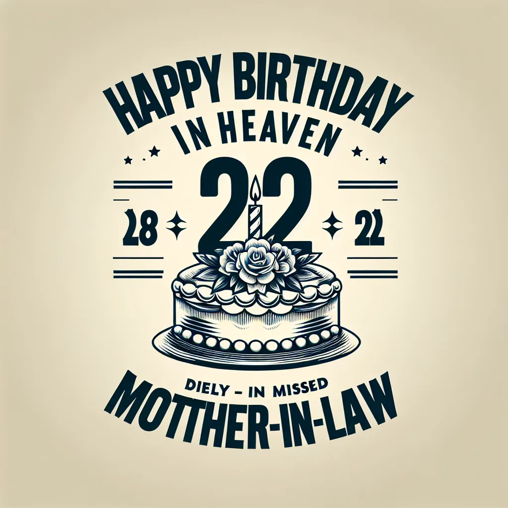 Happy 22nd Birthday In Heaven Mother-In-Law with Cake Elegant Classic Style