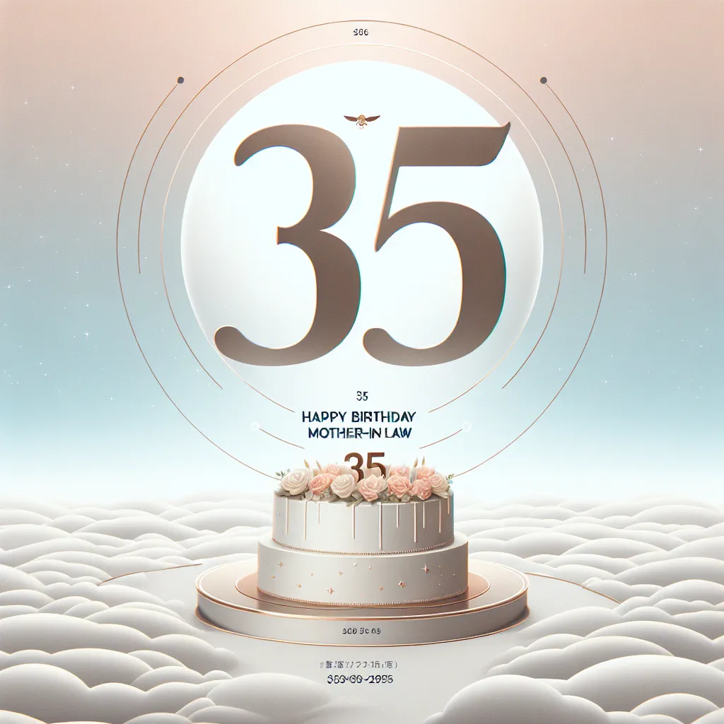 Happy 35th Birthday In Heaven Mother-In-Law with Cake Modern Minimalist Style