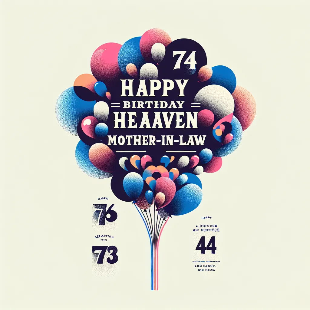 Happy 74th Birthday In Heaven Mother-In-Law with Balloon Abstract Art Style