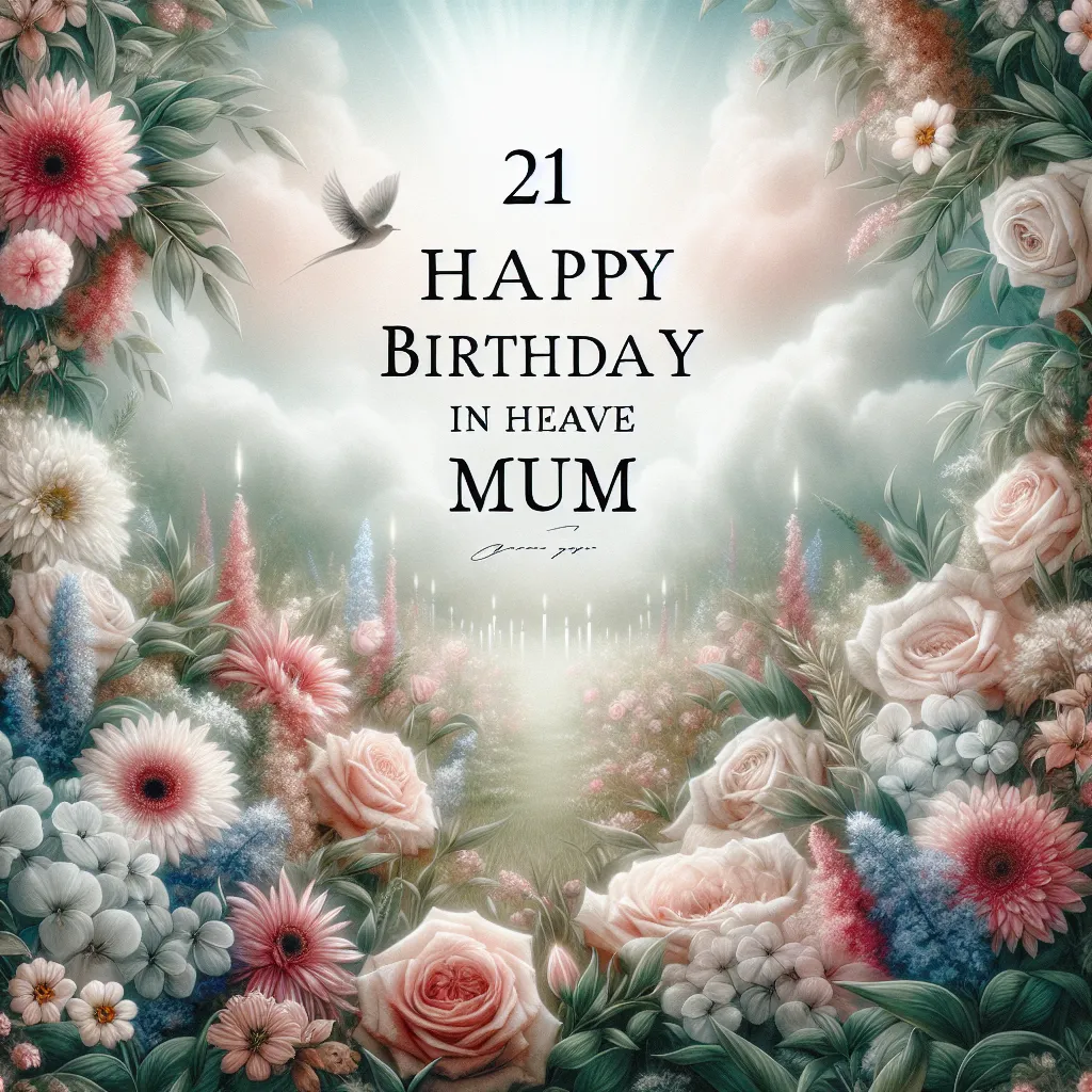 Happy 21st Birthday In Heaven Mum with Flowers Nature Floral Style