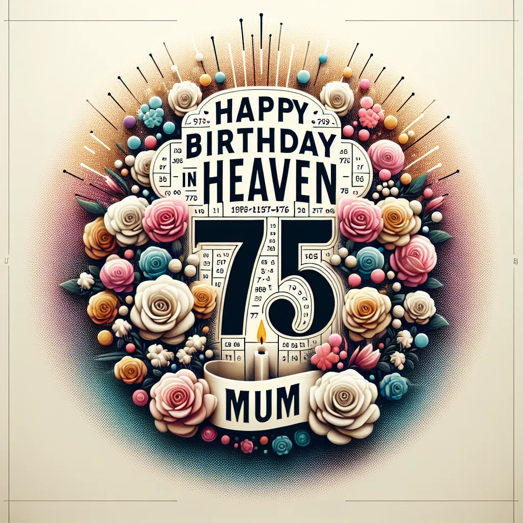 Happy 75th Birthday In Heaven Mum with Flowers Abstract Art Style