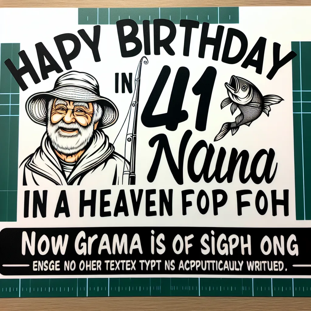 Happy 41st Birthday In Heaven Nana with Fisherman Humorous Funny Style