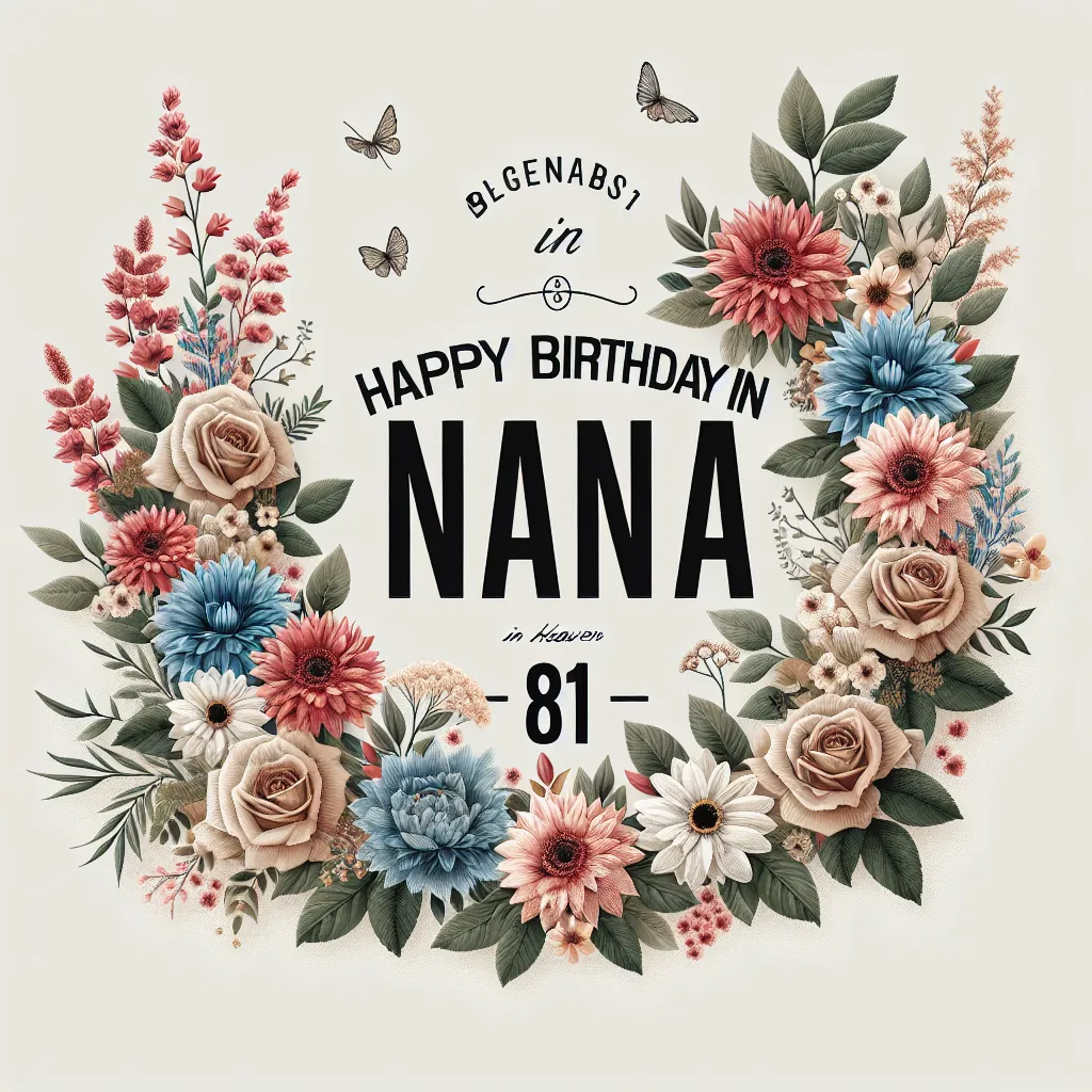 Happy 81st Birthday In Heaven Nana with Flowers Nature Floral Style