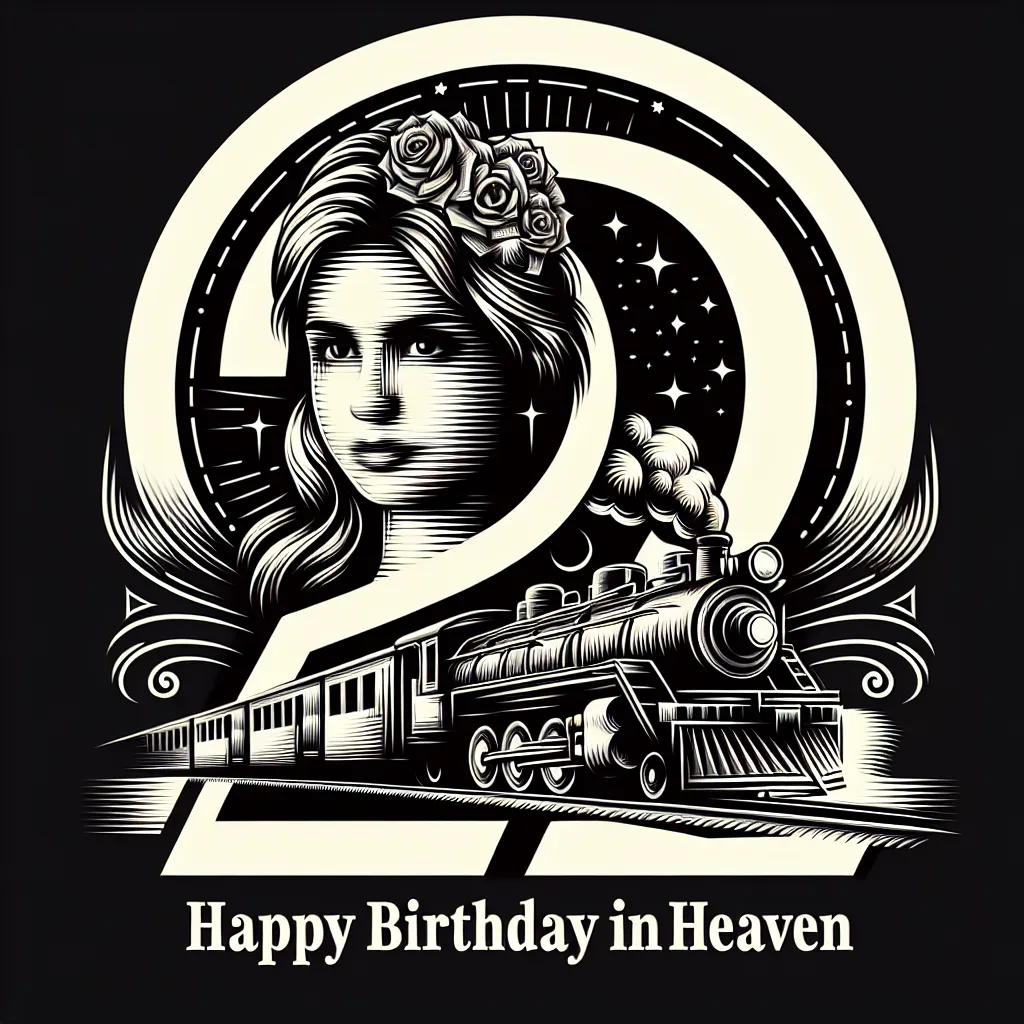 Happy 22nd Birthday In Heaven Nephew with Train Abstract Art Style