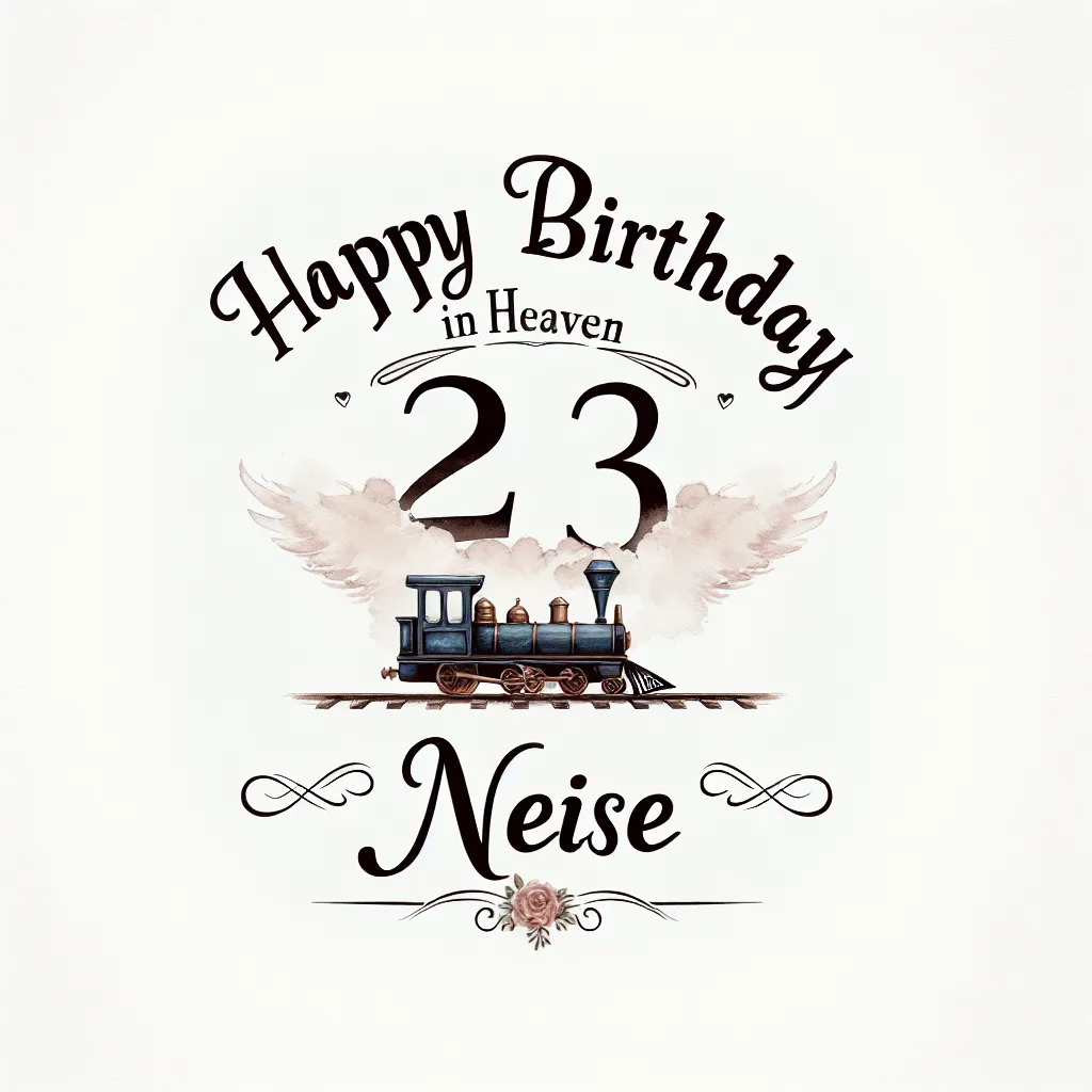 Happy 23rd Birthday In Heaven Niece with Train Watercolor Style