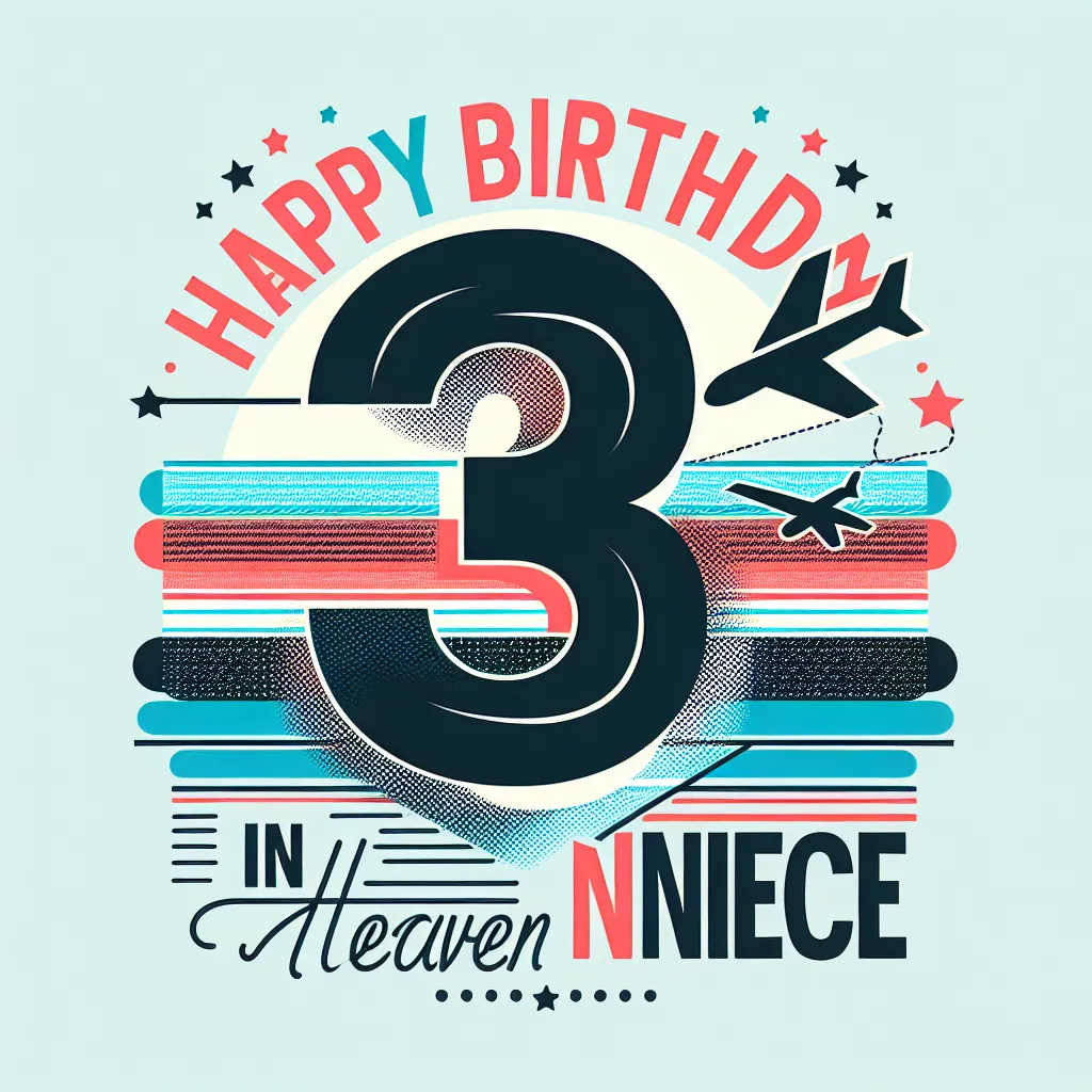 Happy 3rd Birthday In Heaven Niece with Airplanes Abstract Art Style