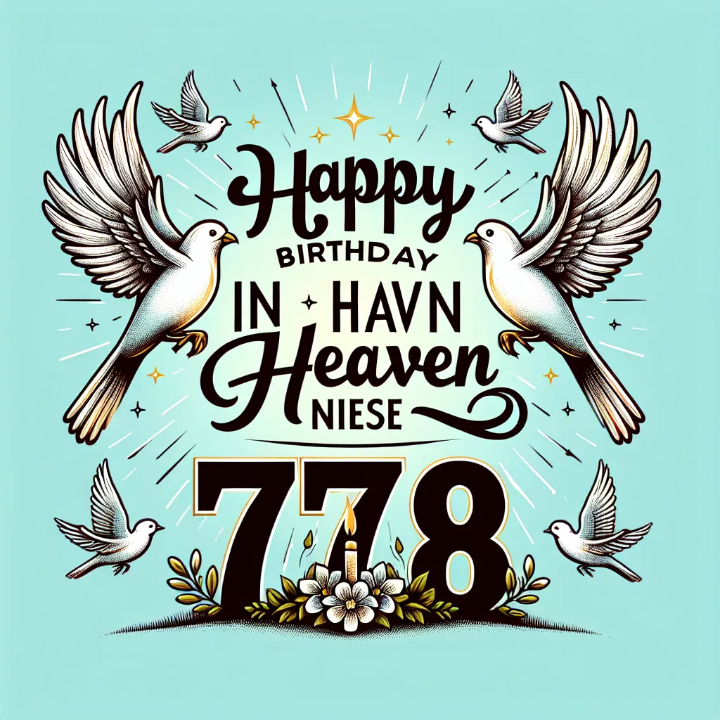 Happy 78th Birthday In Heaven Niece with Birds Illustration Cartoon Style
