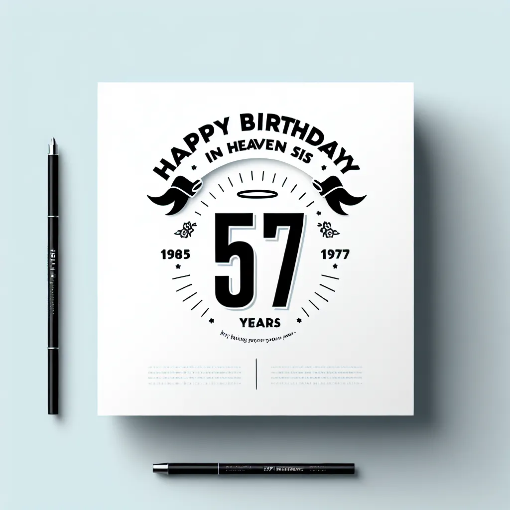 Happy 57th Birthday In Heaven Sis with Ribbon Modern Minimalist Style