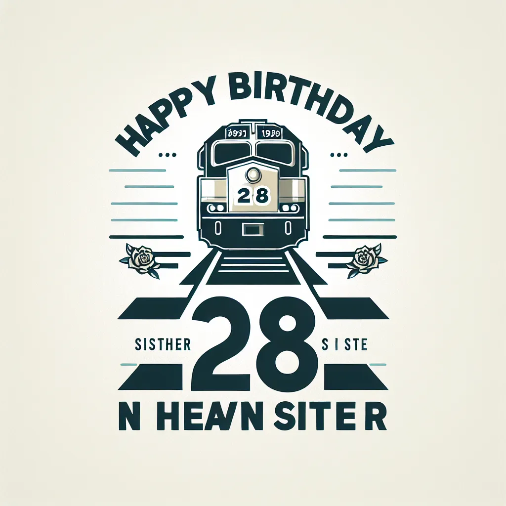 Happy 28th Birthday In Heaven Sister with Train Modern Minimalist Style