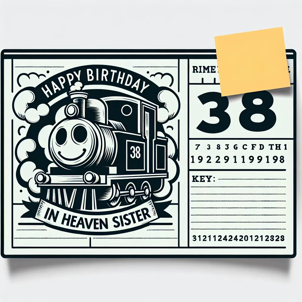 Happy 38th Birthday In Heaven Sister with Train Humorous Funny Style
