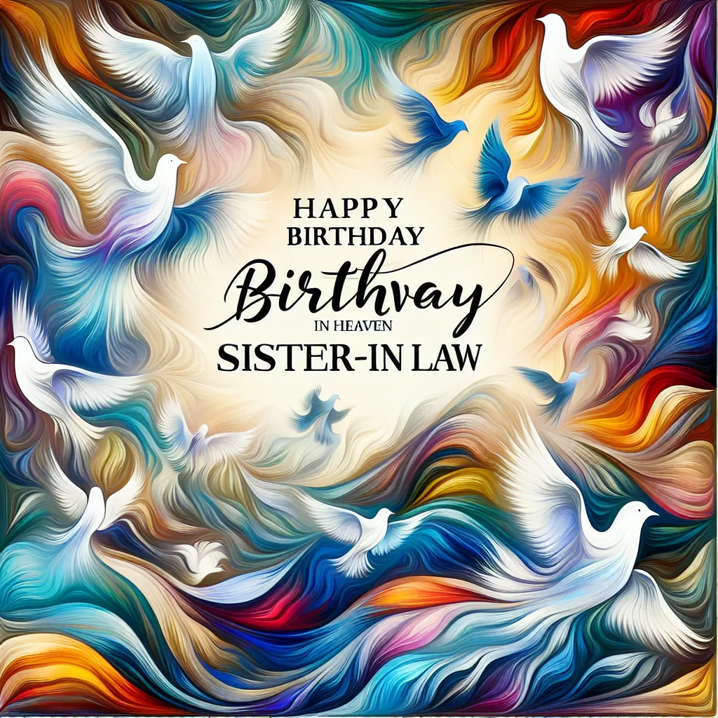 Happy 11th Birthday In Heaven Sister-In-Law with Birds Abstract Art Style