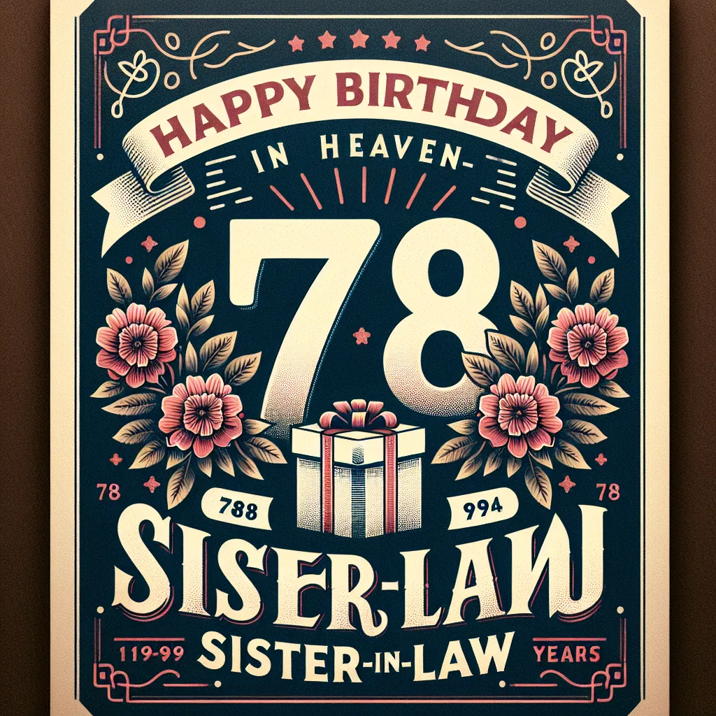 Happy 78th Birthday In Heaven Sister-In-Law with Gift Vintage Nostalgic Style