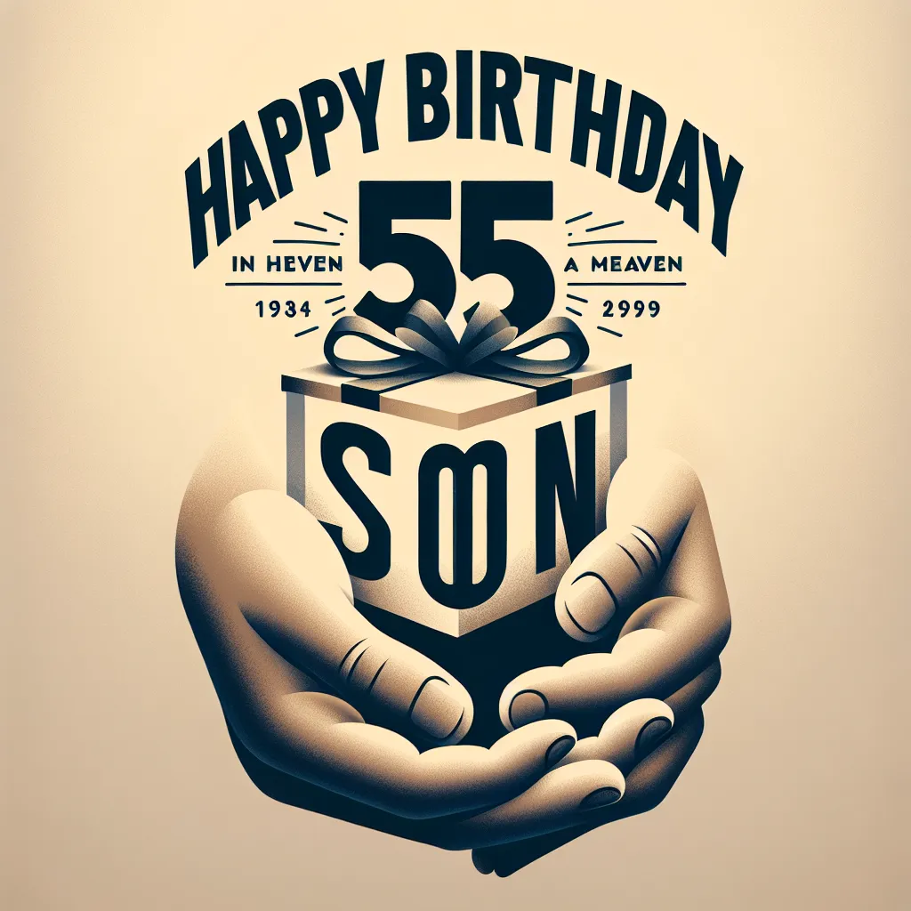 Happy 55th Birthday In Heaven Son with Gift Modern Minimalist Style