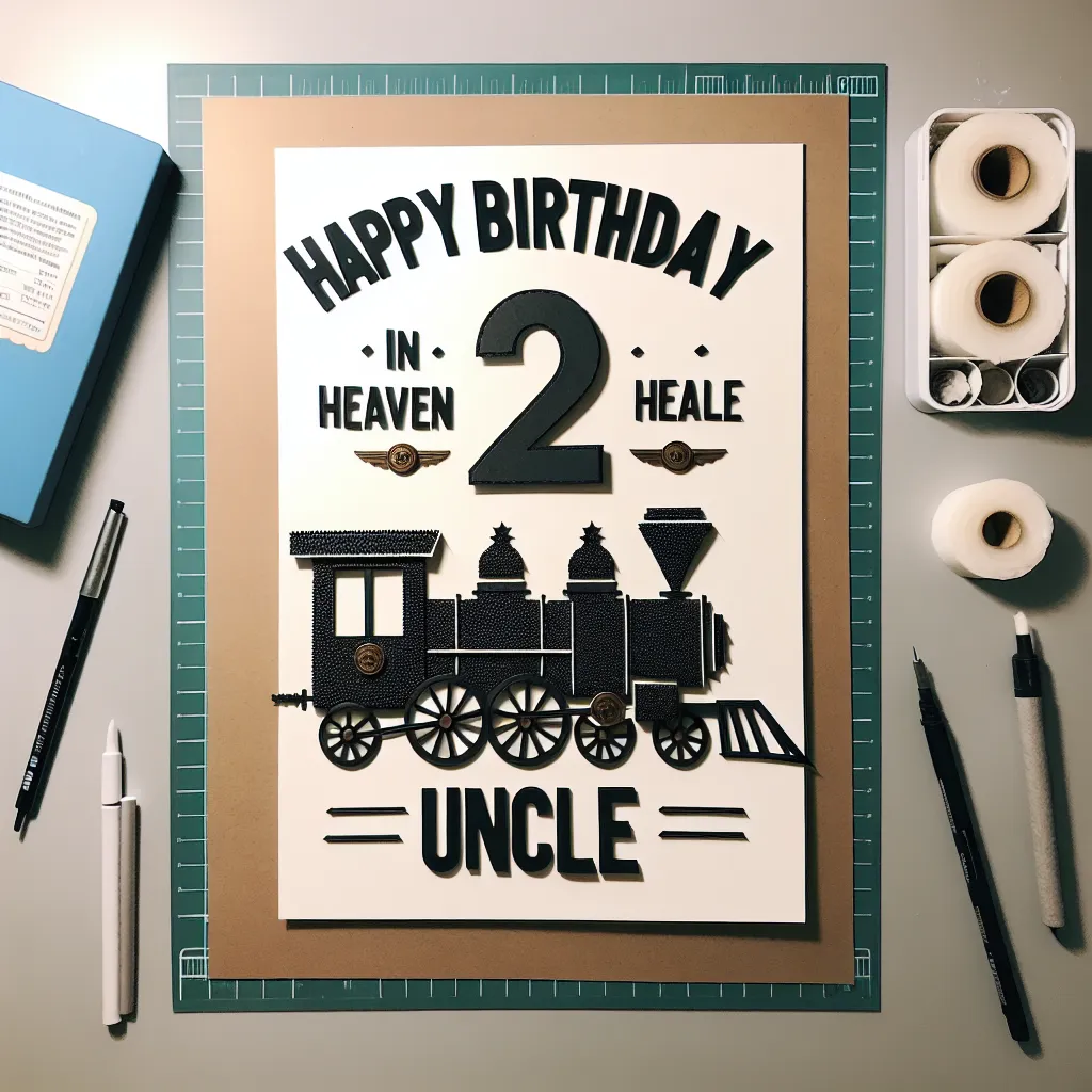 Happy 2nd Birthday In Heaven Uncle with Train Handcrafted DIY Style