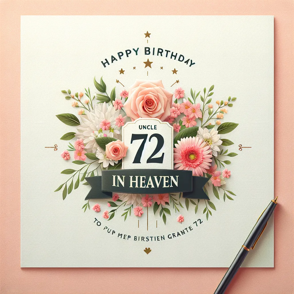 Happy 72nd Birthday In Heaven Uncle with Flowers Handcrafted DIY Style