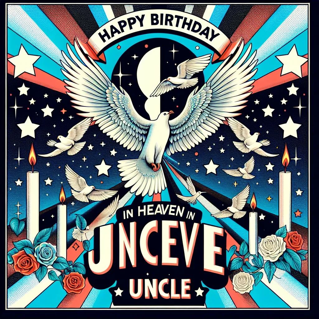 Happy 91st Birthday In Heaven Uncle with Birds Pop Art Style