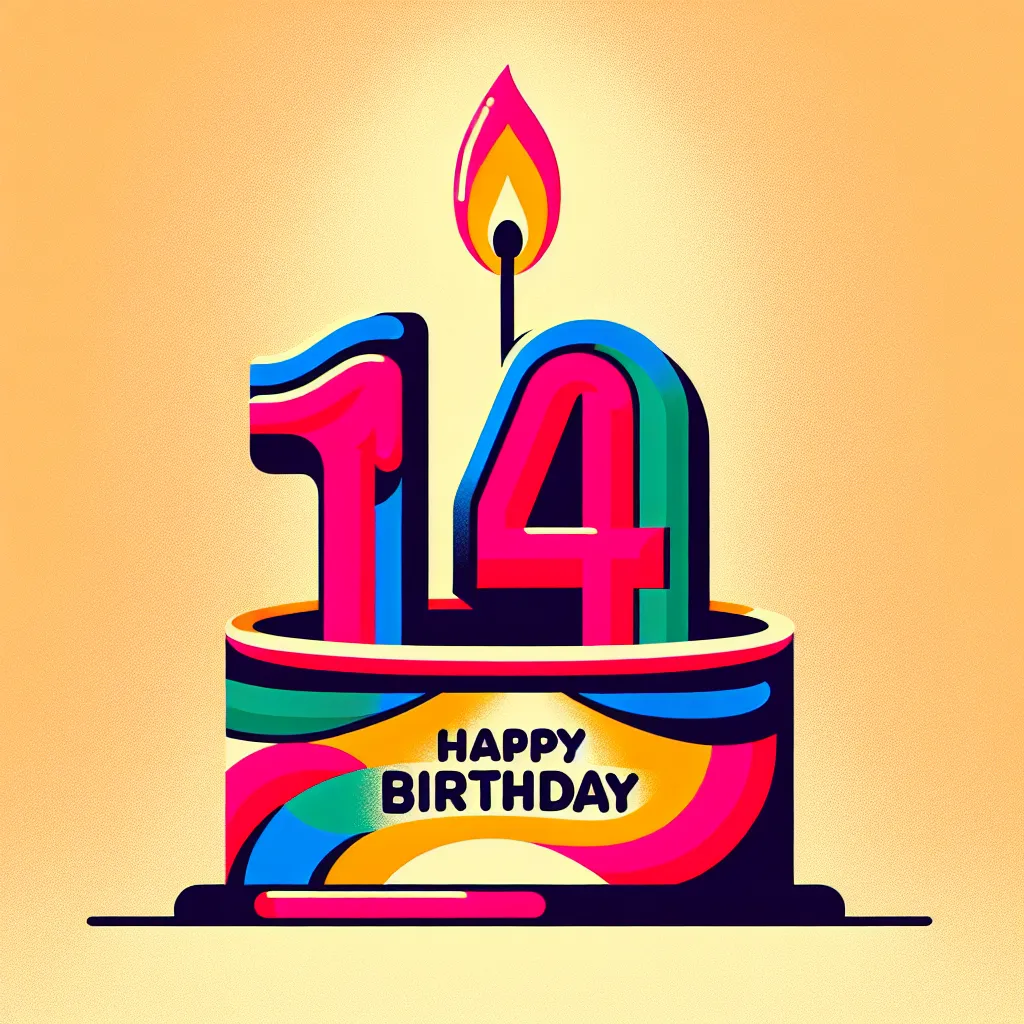 Happy 14th Birthday Isabella with Candle Pop Art Style
