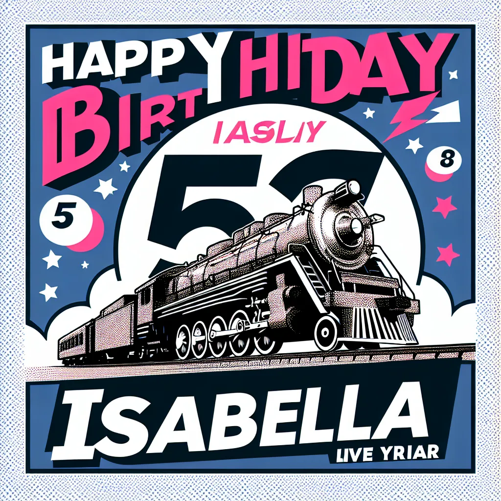 Happy 57th Birthday Isabella with Train Pop Art Style