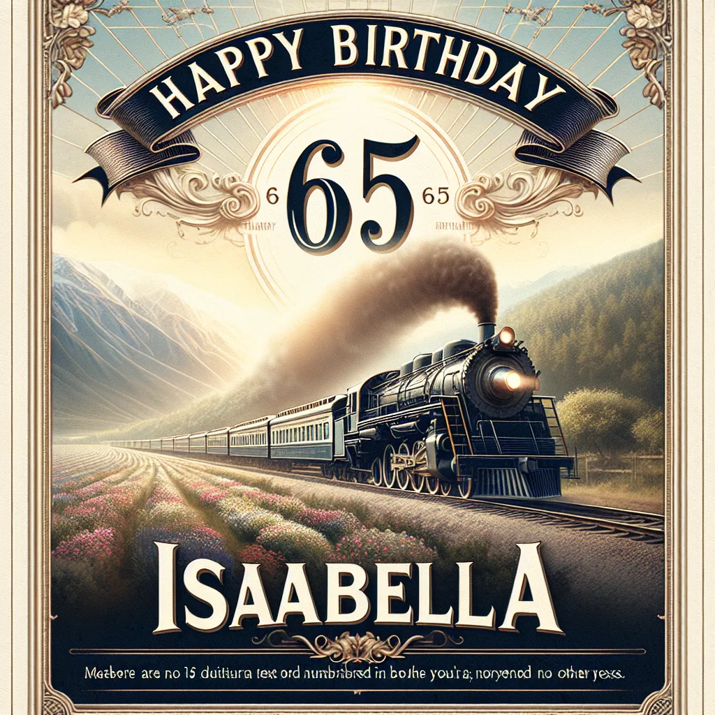 Happy 65th Birthday Isabella with Train Elegant Classic Style