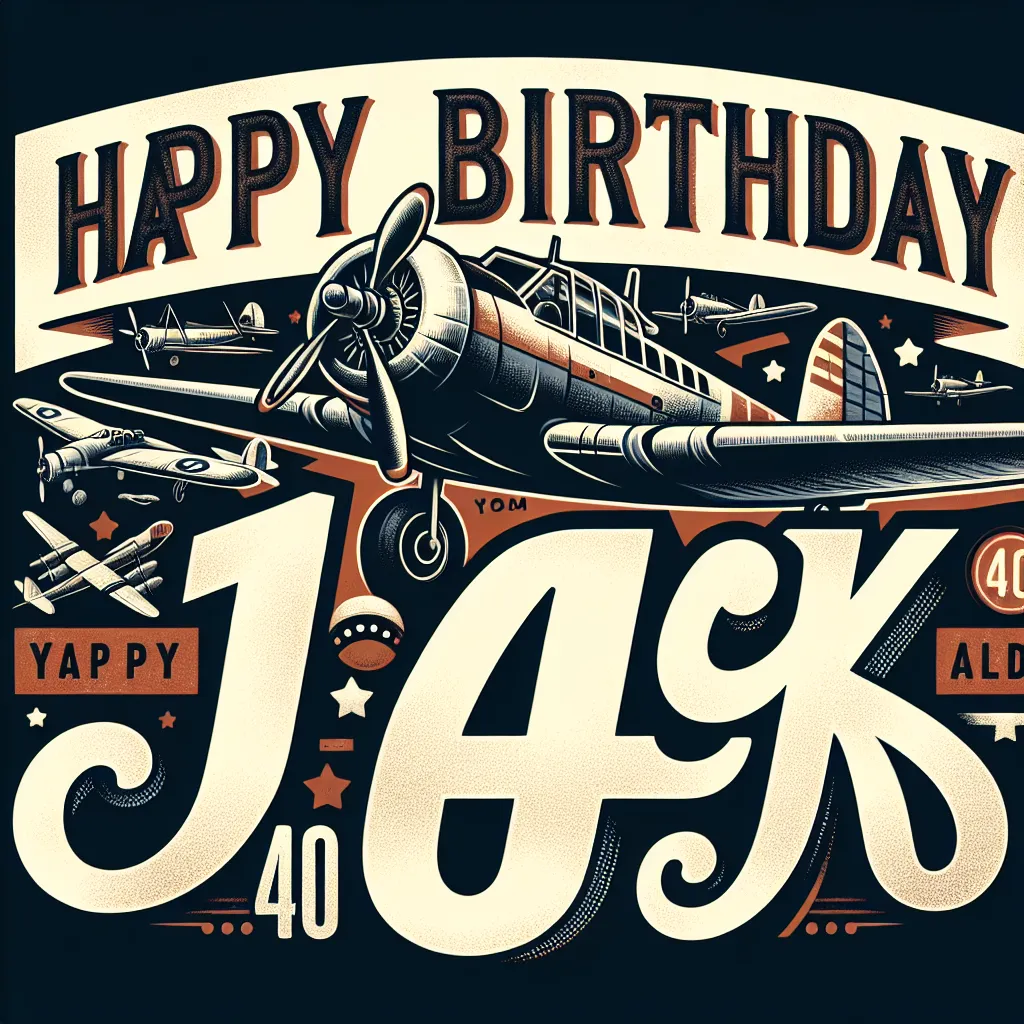Happy 40th Birthday Jack with Airplanes Vintage Nostalgic Style