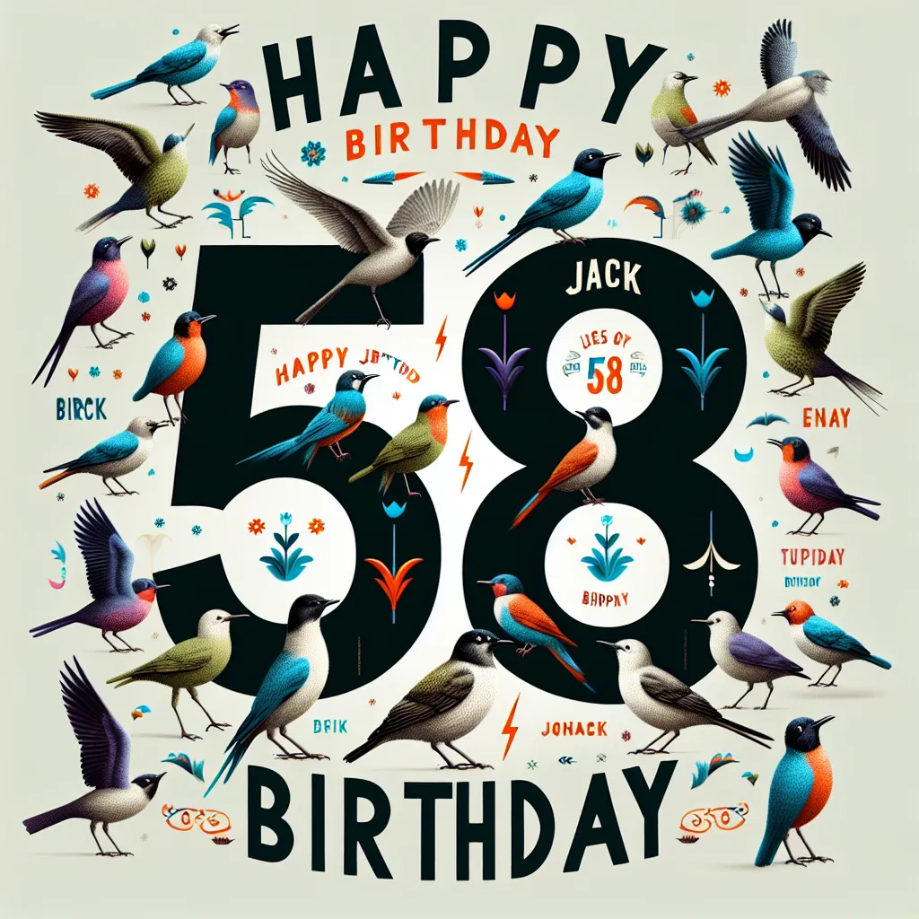 Happy 58th Birthday Jack with Birds Humorous Funny Style