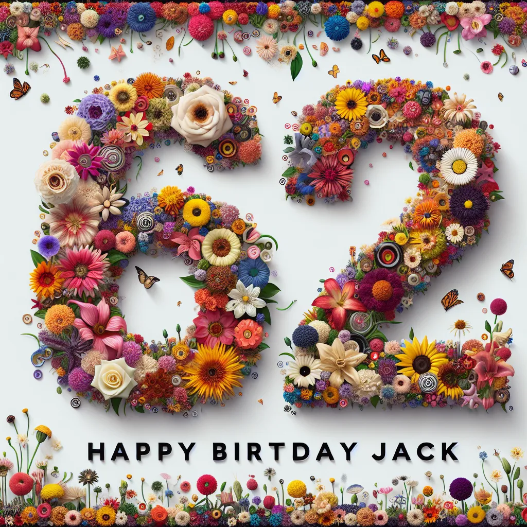 Happy 62nd Birthday Jack with Flowers Humorous Funny Style