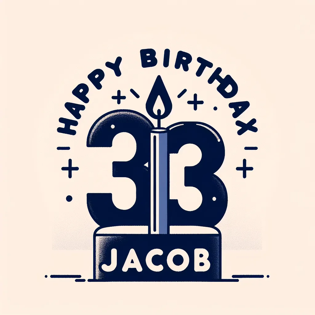 Happy 33rd Birthday Jacob with Candle Modern Minimalist Style