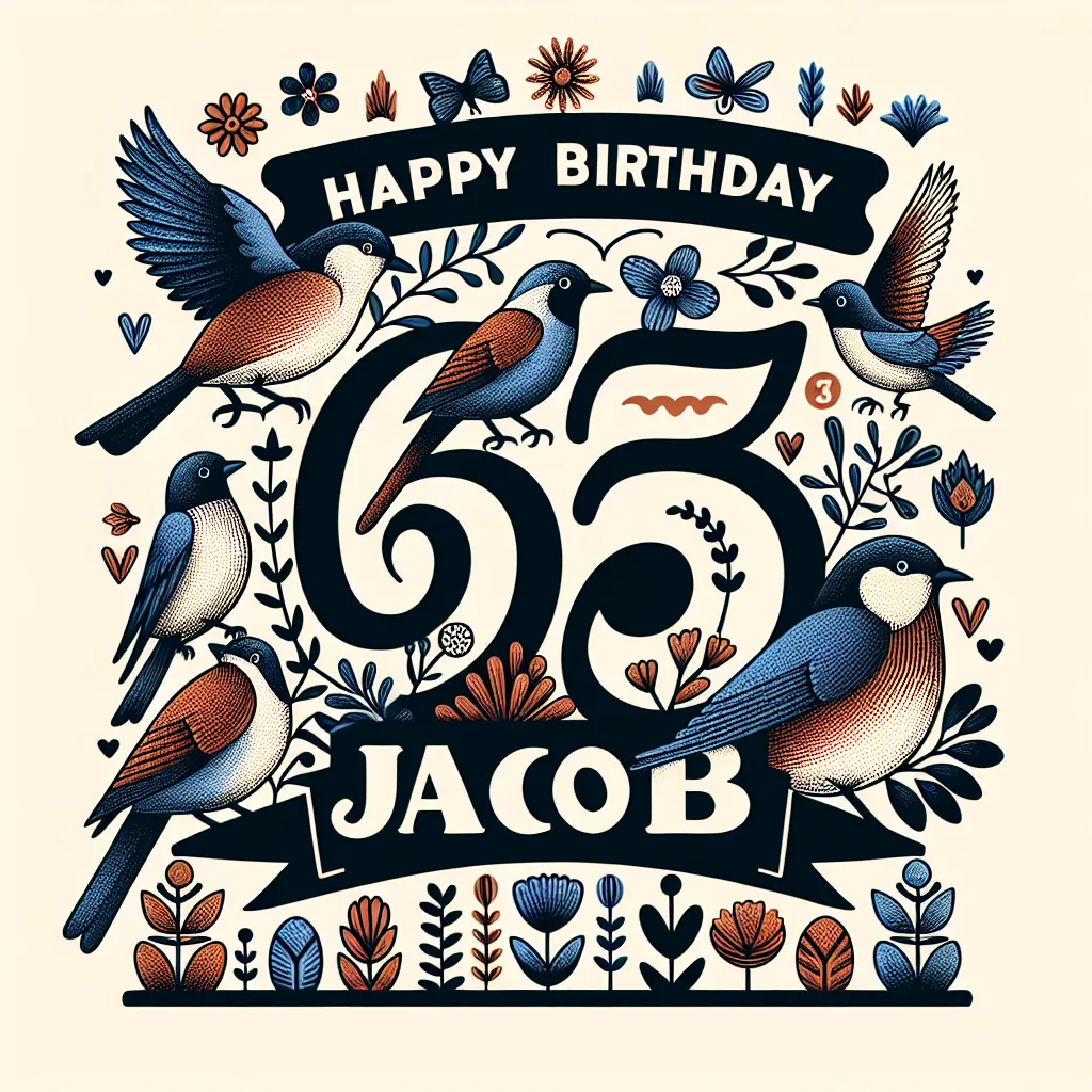 Happy 63rd Birthday Jacob with Birds Handcrafted DIY Style