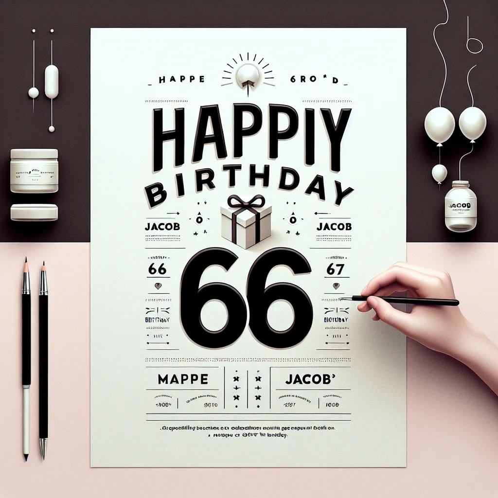 Happy 66th Birthday Jacob with Gift Modern Minimalist Style