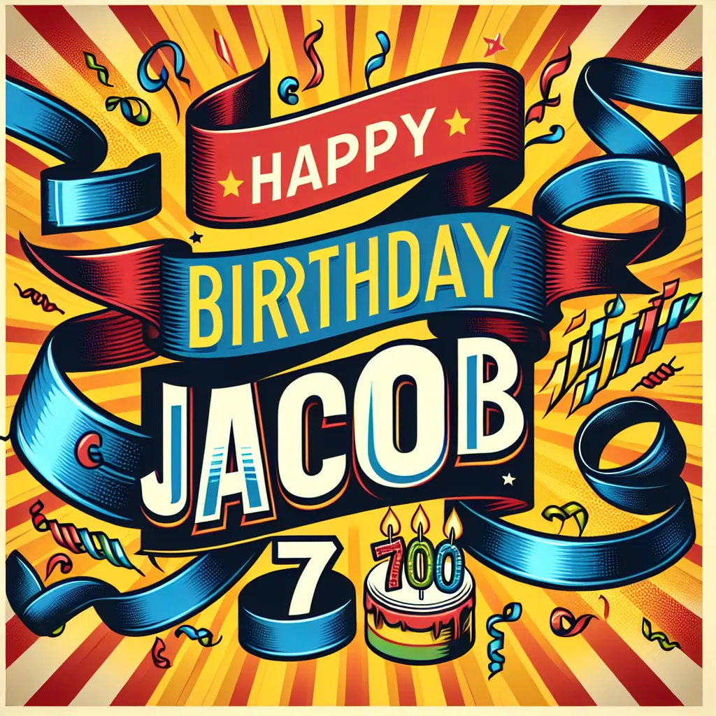 Happy 70th Birthday Jacob with Ribbon Pop Art Style