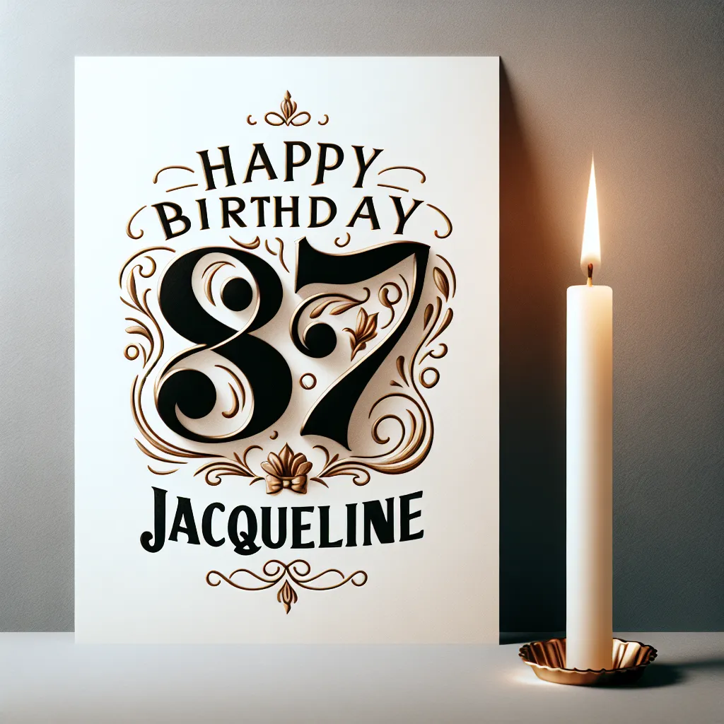 Happy 87th Birthday Jacqueline with Candle Handcrafted DIY Style