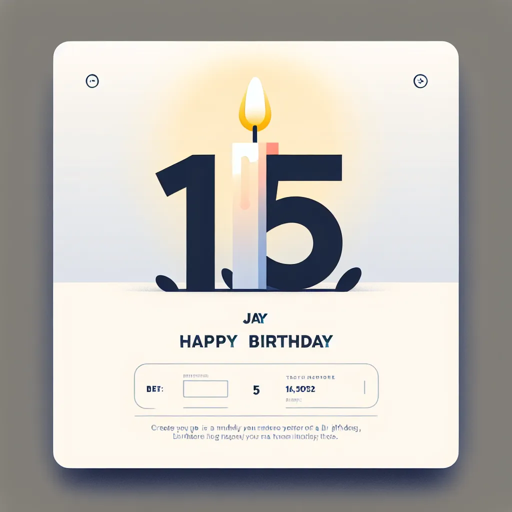 Happy 15th Birthday James with Candle Modern Minimalist Style