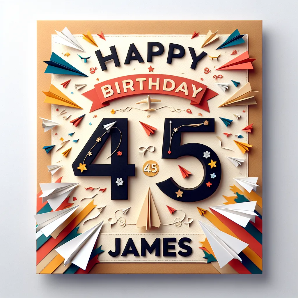 Happy 45th Birthday James with Airplanes Handcrafted DIY Style