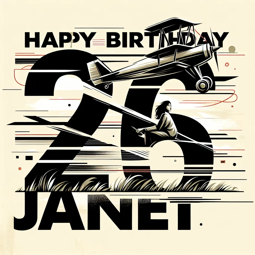 Happy 26th Birthday Janet with Airplanes Abstract Art Style