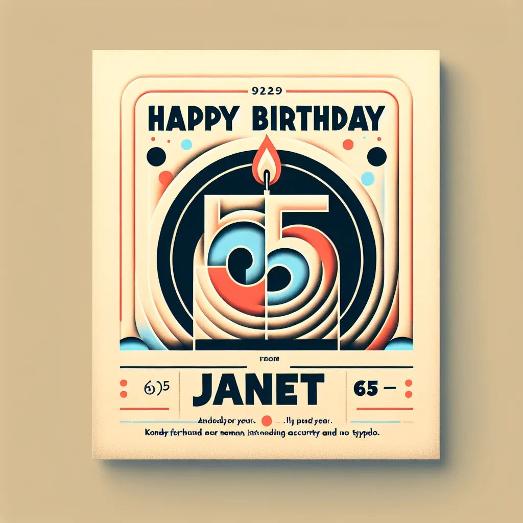 Happy 65th Birthday Janet with Candle Abstract Art Style