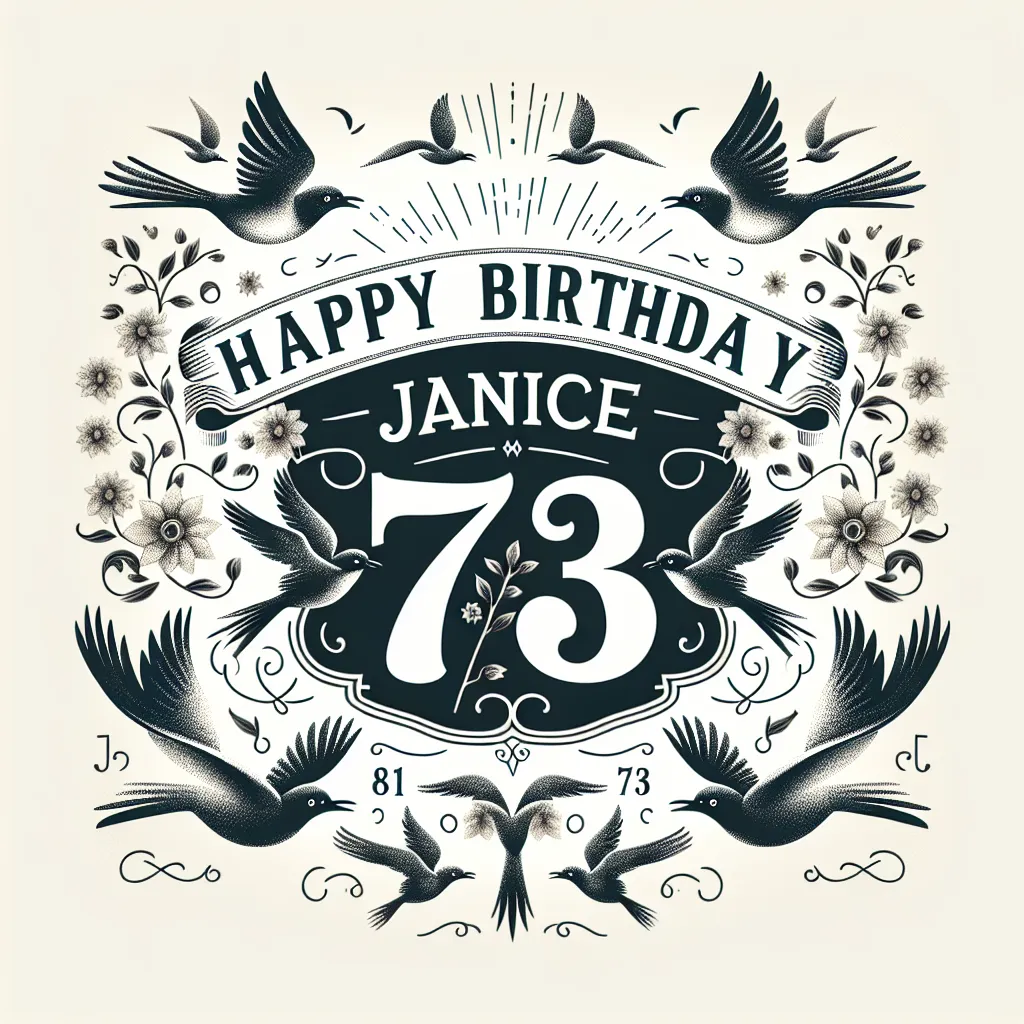 Happy 73rd Birthday Janice with Birds Elegant Classic Style