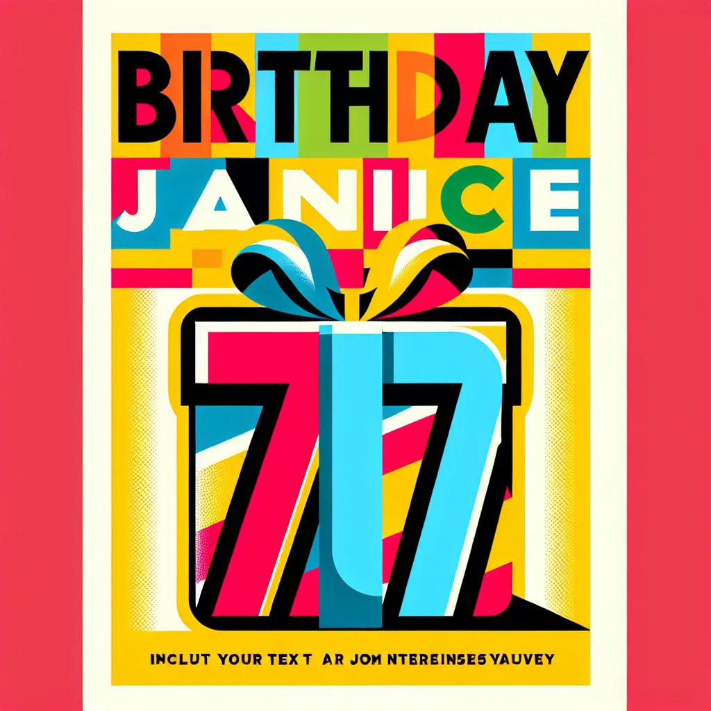 Happy 87th Birthday Janice with Gift Pop Art Style