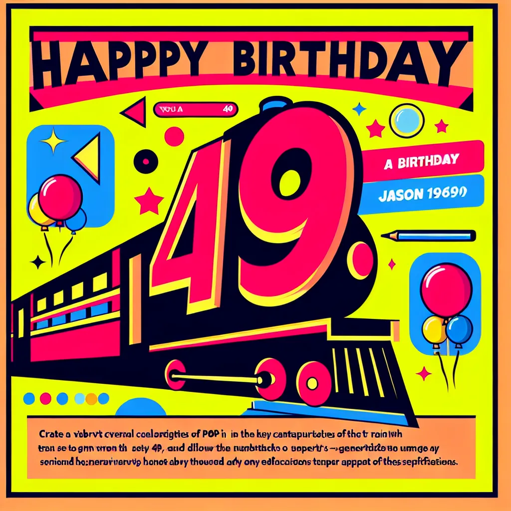 Happy 49th Birthday Jason with Train Pop Art Style