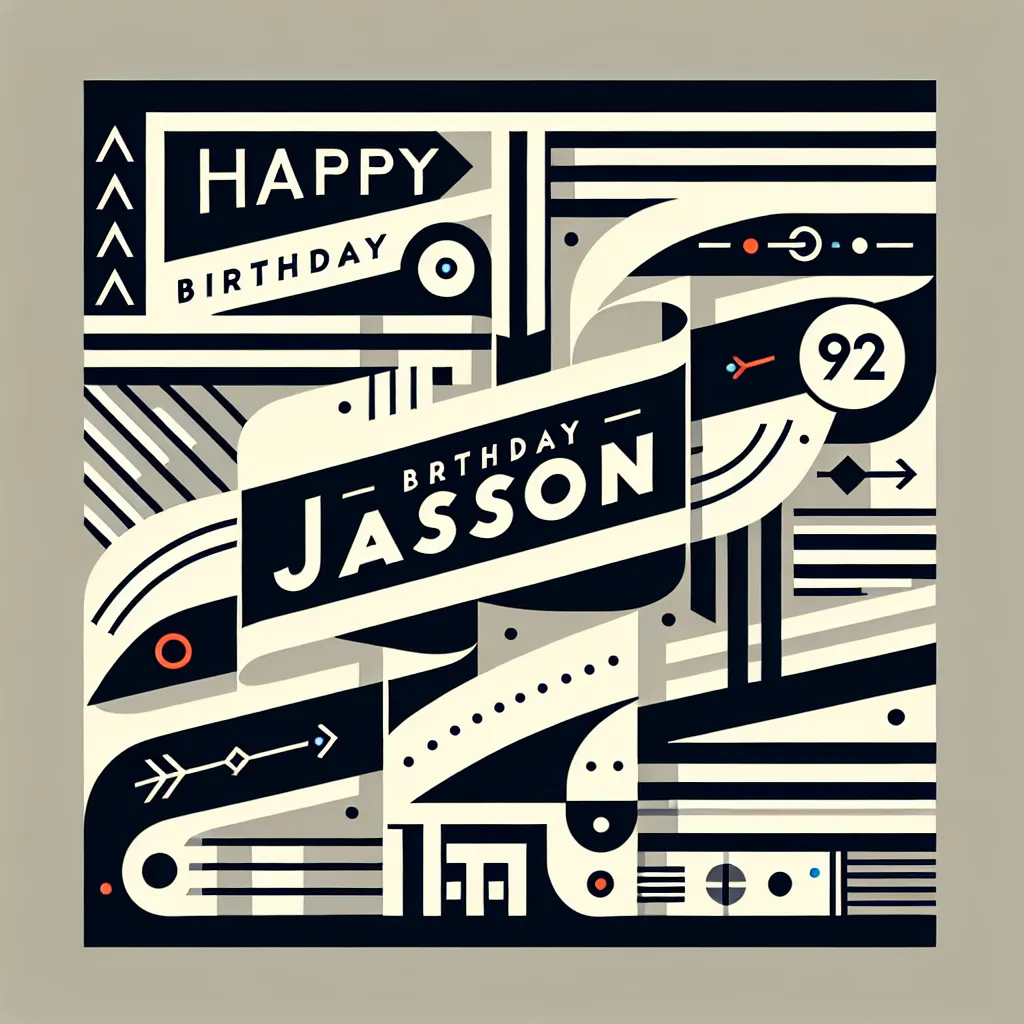 Happy 92nd Birthday Jason with Ribbon Modern Minimalist Style