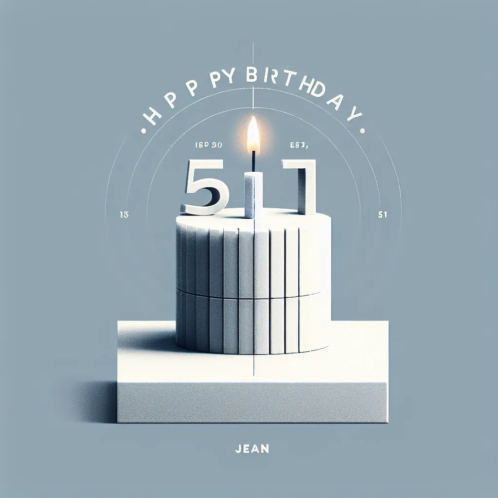 Happy 51st Birthday Jean with Candle Modern Minimalist Style