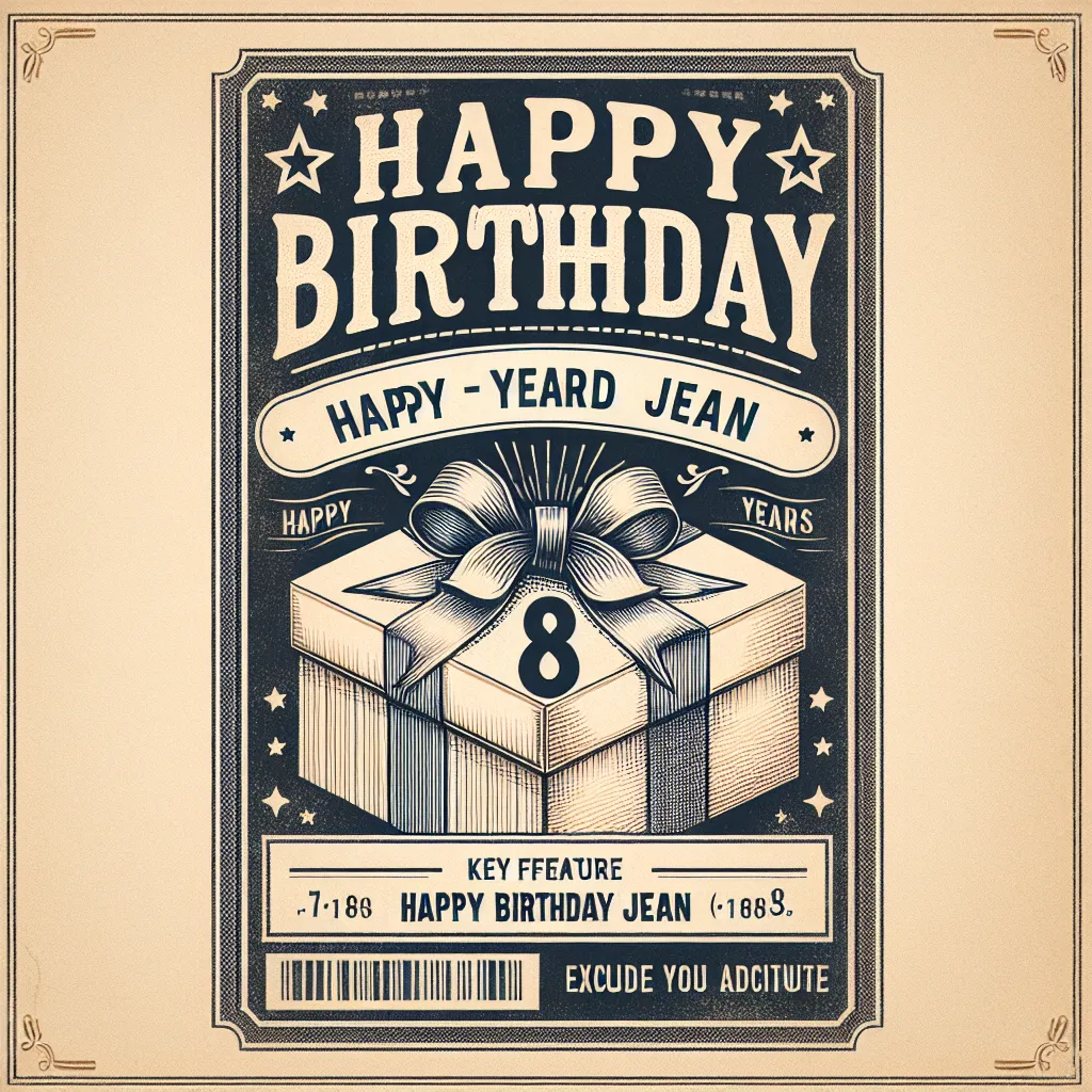 Happy 8th Birthday Jean with Gift Vintage Nostalgic Style