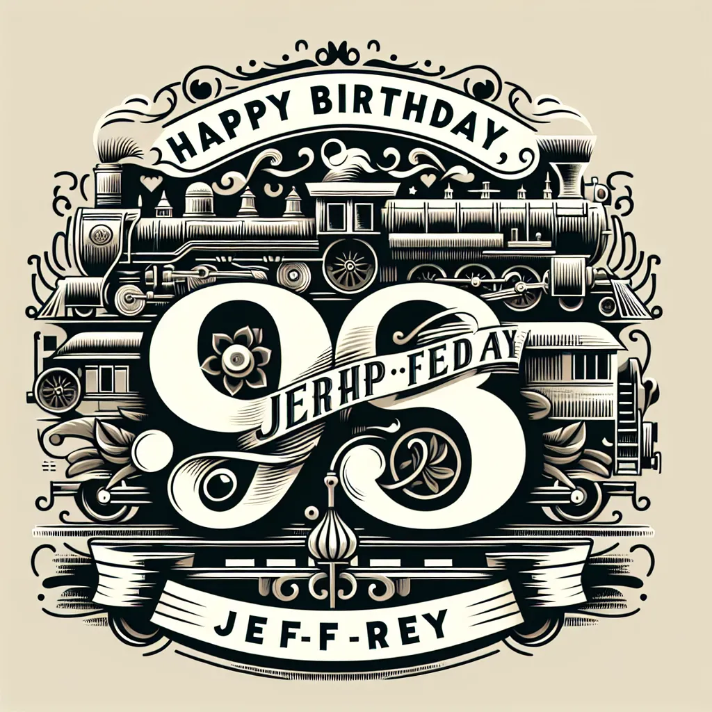 Happy 89th Birthday Jeffrey with Train Elegant Classic Style