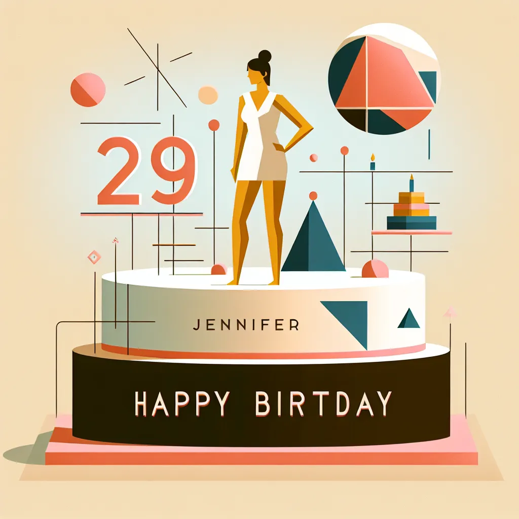 Happy 29th Birthday Jennifer with Cake Modern Minimalist Style