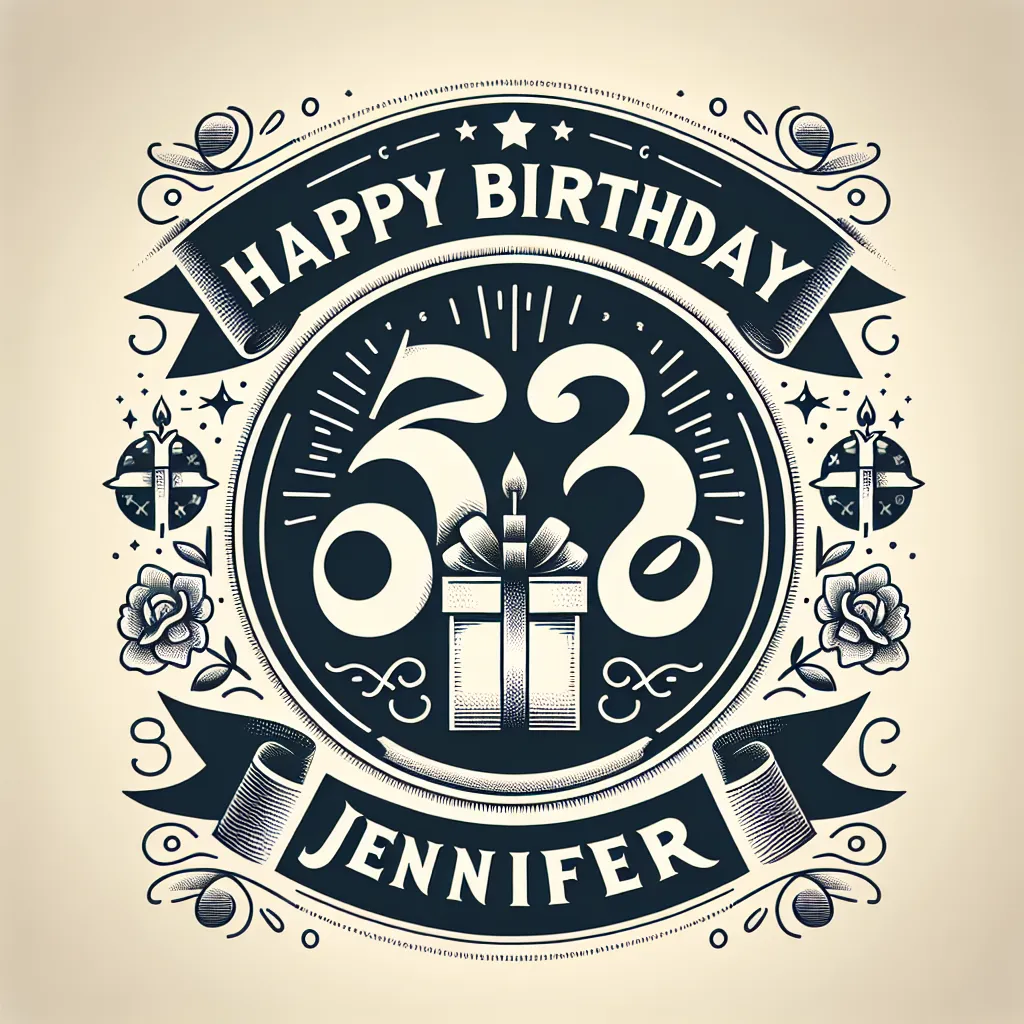 Happy 63rd Birthday Jennifer with Gift Elegant Classic Style