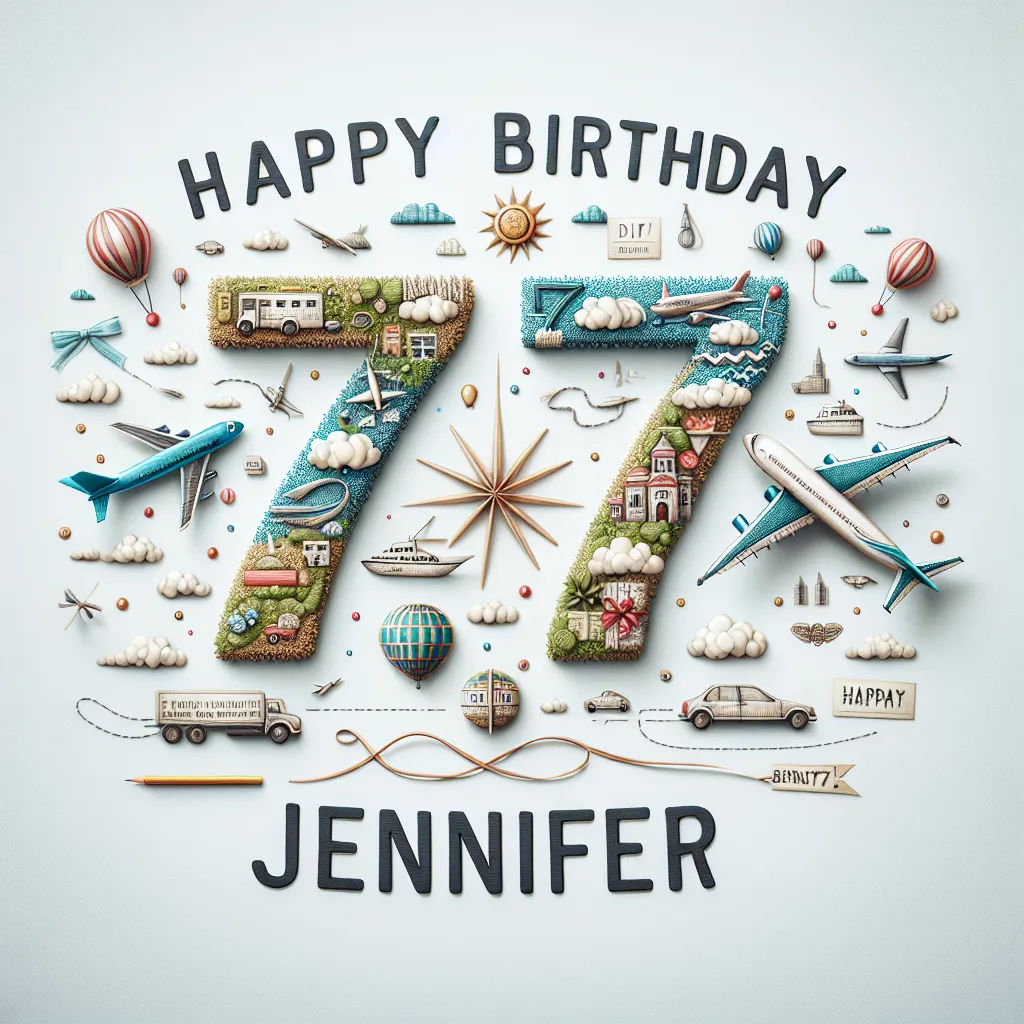 Happy 77th Birthday Jennifer with Airplanes Handcrafted DIY Style