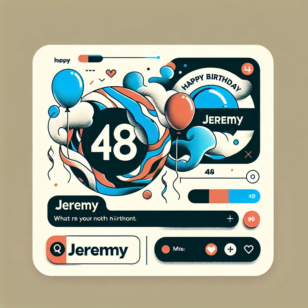 Happy 48th Birthday Jeremy with Balloon Abstract Art Style