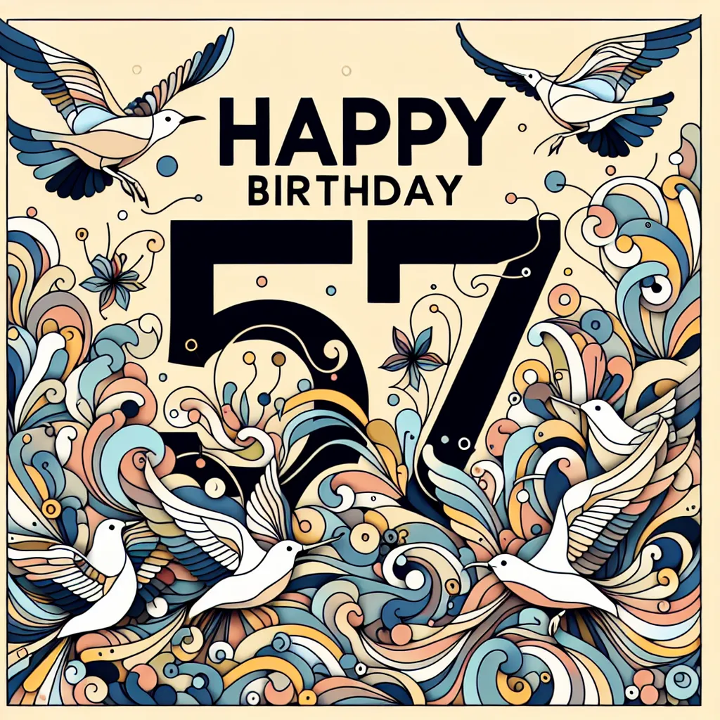 Happy 57th Birthday Jeremy with Birds Abstract Art Style