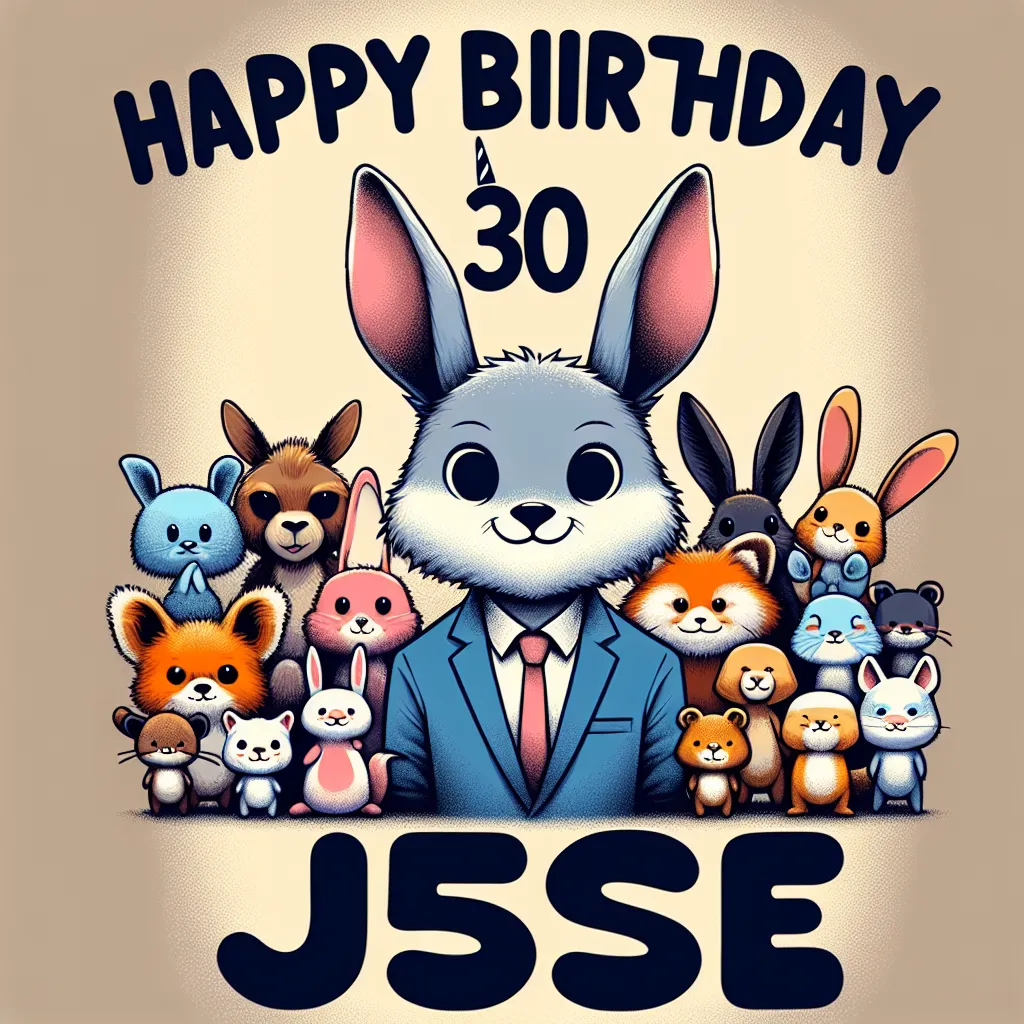 Happy 30th Birthday Jesse with Cute Animals Humorous Funny Style