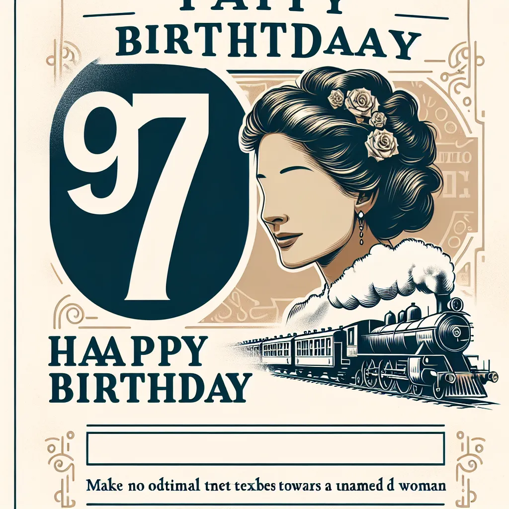 Happy 97th Birthday Jessica with Train Elegant Classic Style